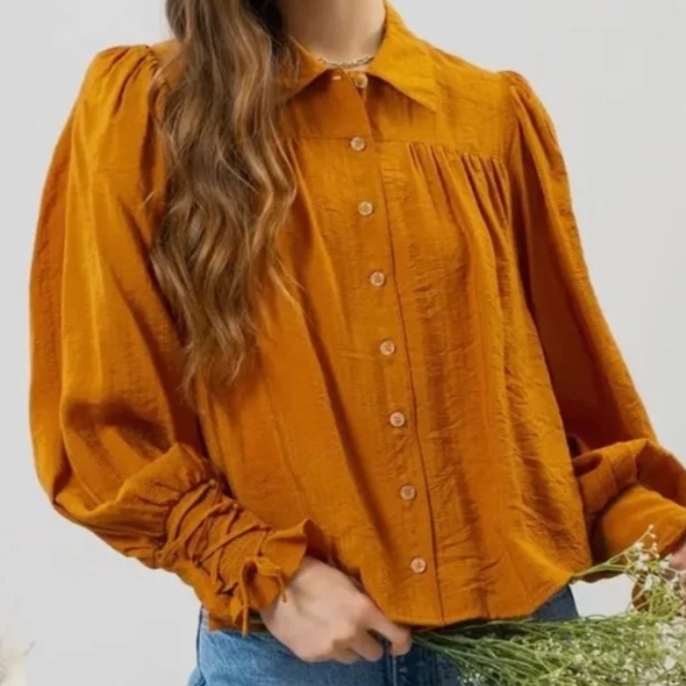 Blu Pepper Terracotta Button-Up Blouse - Picture 4 of 5